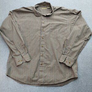 Natural Issue Mens Size LT Brown Plaid Long Sleeve Button Front Shirt